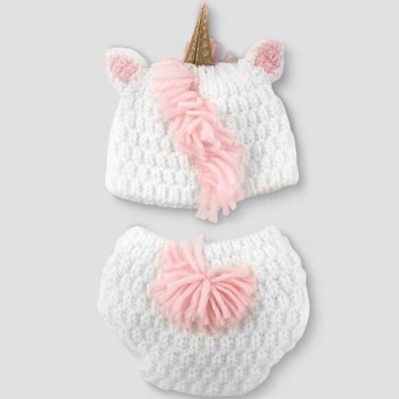 BABY Unicorn Hat & Diaper Cover Set - Picture 2 of 4
